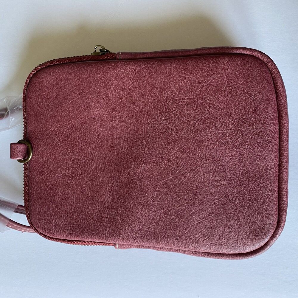 Chala Red Bird RFID Purse Crossbody Oxblood Red Small Travel Bag Long Strap - Picture 4 of 13